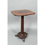 A George III mahogany occasional table, the rectangular top raised on a fluted column to a