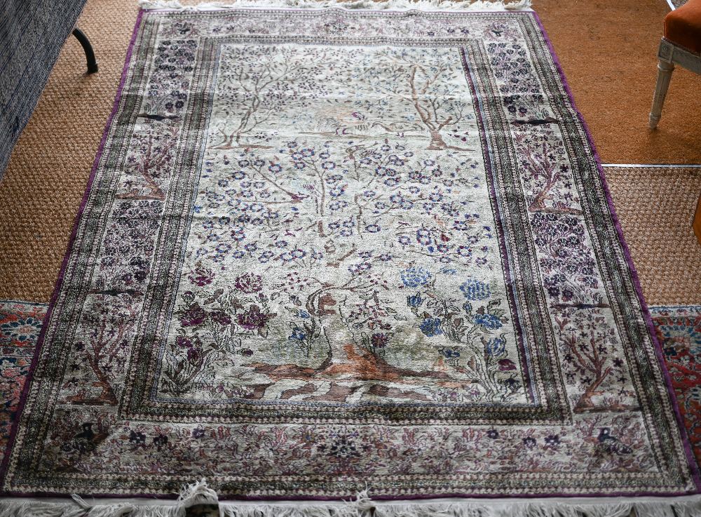 A fine old Persian silk Tabriz rug with tree of life design on camel ground, 220 cm x 146 cm - Image 2 of 8