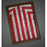 A Southampton FC football shirt, signed by the team, circa 1990, including Alan Shearer, Kevin