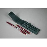 A Montblanc Meisterstuck fountain pen and ballpoint pen set, with gilt-mounted maroon bodies, the