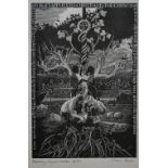 Simon Brett - 'Planting Jacob's Ladder', woodcut, limited edition numbered 9/30, pencil signed to