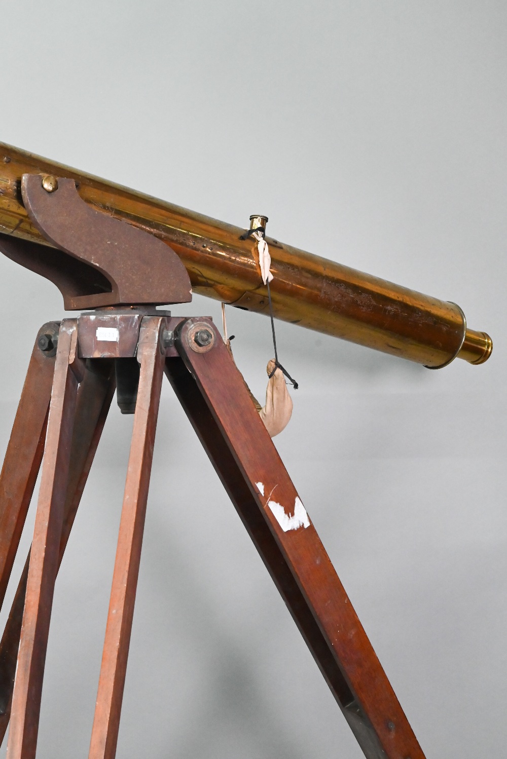 Dolland, London, a late 19th century brass tube telescope, raised on a folding wooden tripod stand - - Image 4 of 14