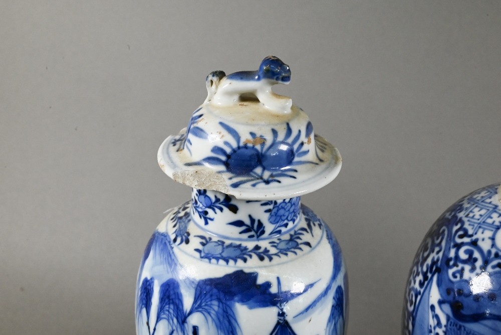 A 19th century Chinese blue and white baluster vase painted in underglaze blue with figures in - Image 4 of 10