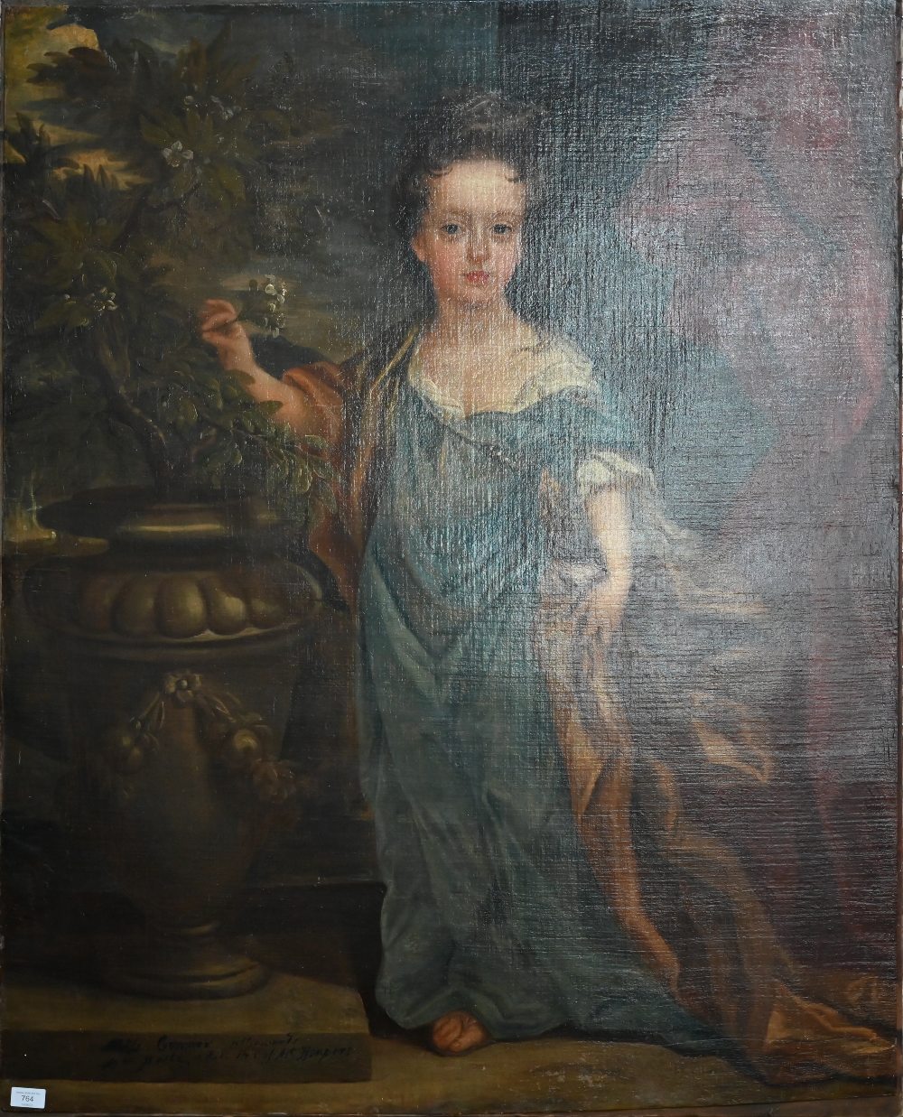 18th century English school - Portrait of a young lady 'Mrs Hoopers', oil on canvas, indistinctly