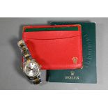 A ladies Rolex Oyster perpetual datejust wristwatch, stainless steel with bi-colour bracelet, the