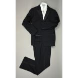 Hector Powe - A gentleman's black woollen dinner jacket and trousers c/w shirt with ribbed front, 44