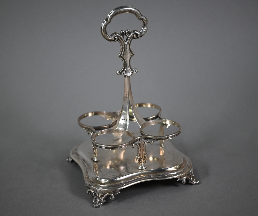 A Victorian silver cruet stand for four bottles (no bottles present), Edward, Edward junior,