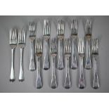 A set of ten George IV silver old English pattern table forks, Jonathan Hayne, London 1825, to/w a