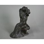 Jo Davidson (1883-1952) - A brown patinated bronze group, seated couple embracing, signed, 19cm high