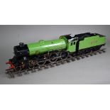 A well-detailed scratch-built 2 3/4 gauge live steam 4-6-0 locomotive and tender in LNER livery 89
