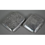 Two engraved silver cigarette cases, Birmingham 1912/18, 5oz gross