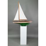 A vintage Danish scratch-built wooden sloop pond-yacht 'Simone' 113 cm high x 100 cm long