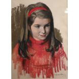 William Dring RA (1904-1990) - Portrait of a young girl 'Caroline', chalk pastel, signed and