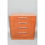 A mid-century G-Plan Fresco range teak chest of four long drawers, on a plinth base, 72 cm x 44.5 cm