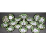 A Victorian Staffordshire china fruit service, printed and painted with floral garlands, with