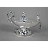 A Georg Jensen Sterling silver 'Aladdin's Lamp' table lighter with foliate-chased cover ond stem,