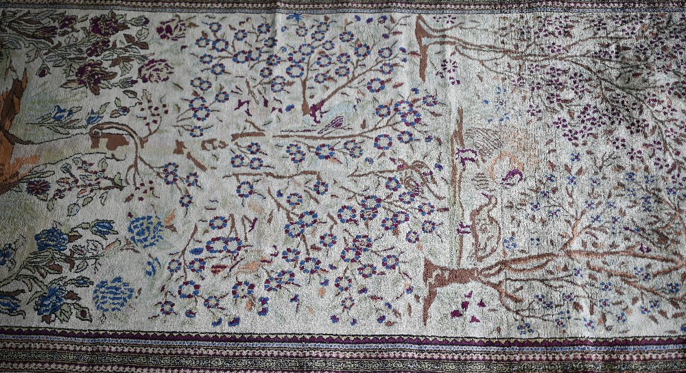 A fine old Persian silk Tabriz rug with tree of life design on camel ground, 220 cm x 146 cm - Image 6 of 8