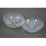 A pair of Lalique opalescent glass Coquille pattern bowls, 13 cm diam