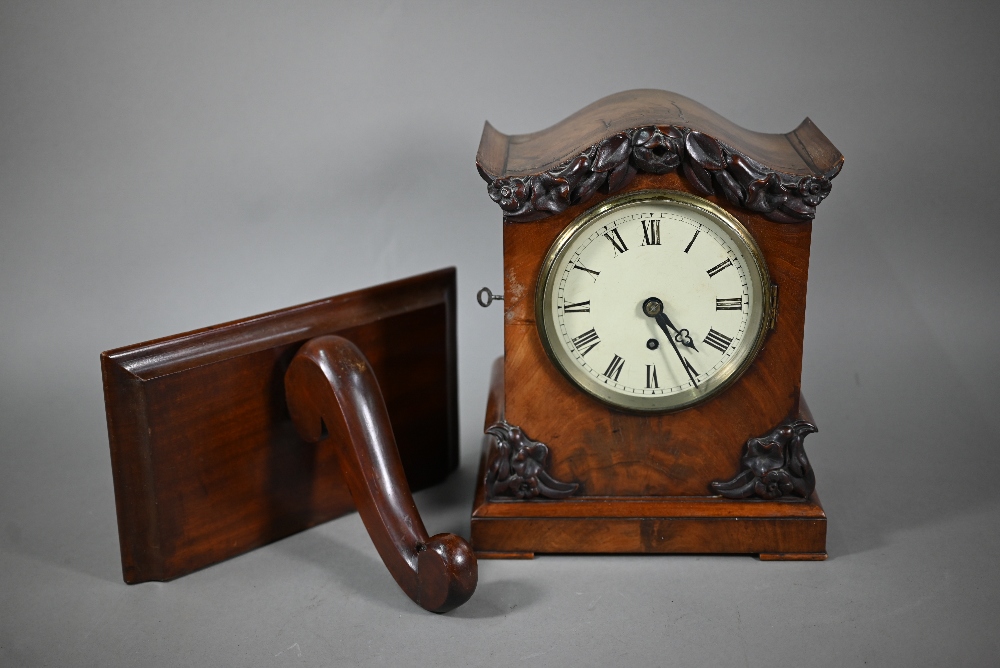 A mid 19th century single fuse mahogany cased English bracket clock, with white enamelled dial and