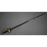A 19th century French rapier sword with 81 cm tapered blade (engraved inscription unclear),