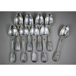 A set of six Victorian fiddle pattern silver dessert spoons, Robert Wallis, London 1846, to/w