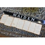 Railwayana - a vintage enamel station sign 'Maiden' (Newton Abbott), 15 x 153 cm to/w seven