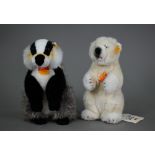 A Steiff polar bear 'Arco' and badger 'Lizzy', each 26 cm approx (2)