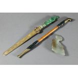 An antique Japanese bamboo and cloisonne smoking pipe (kiseru) Meiji or Taisho period, 21 cm to/w