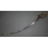 An 1805 pattern British Army officer's sabre with 76 cm curved blade, pierced gilt brass hilt with