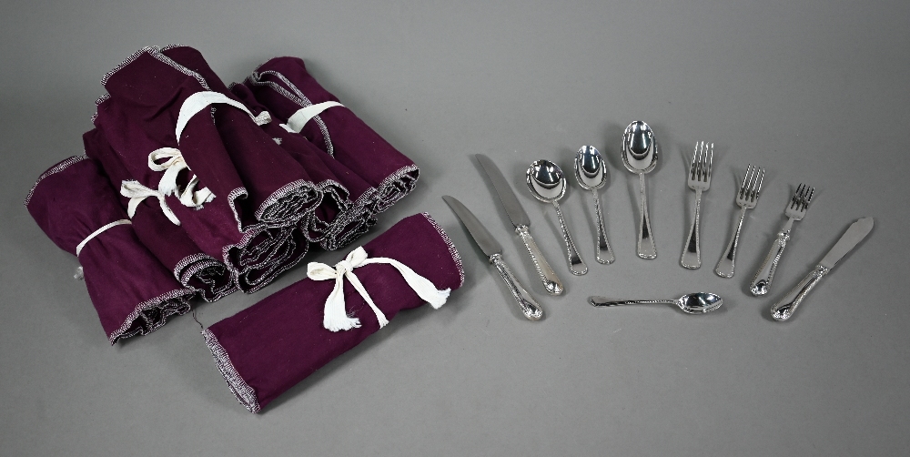 A good set of Dixon's A1 electroplated feather-edge flatware and cutlery for twelve settings,