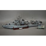 A large and well-detailed scratch-built painted wooden model of World War II destroyer HMS Venus,