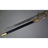 A Napoleonic period British Army Baker Rifle sword-bayonet, by Osborn & Gunbry with ribbed brass