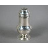 George II silver baluster muffineer with domed top and moulded foot, Isaac Cookson, London 1734, 4.