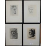 After Eggert Gudmundsson - A set of four lithographic portrait studies, 36 x 27 cm (4)