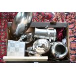 Assorted pewter wares mostly Marinoni (Italian) to include platters, watering can, teapot, vases