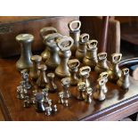 A quantity of antique and vintage brass and bell-metal weights, bank-weights, etc