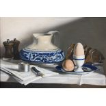 Harriet Gosling - Still life study of the breakfast table, oil on canvas, signed and dated '92, 29 x