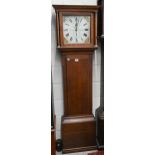 An early 19th century oak cottage longcase clock (locked) painted dial signed 'Lasseter' with