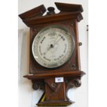 'J Brown, Glasgow', carved oak barometer, 28 cm wide x 45 cm high