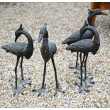 Two pairs of weathered bronze patinated garden birds (4)