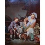 20th century Continental school after Greuze - The spoilt child, oil on board, indistinctly