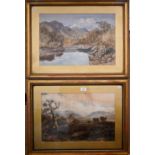 David Cox Jr ARWS attrib - Two watercolours - 'Dolwyddelan' and 'Snowdon', 35 x 52 cm (2)