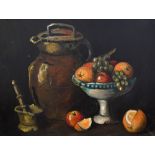 Vicente - still life study with oranges, oil on canvas, signed, 49 x 63 cm