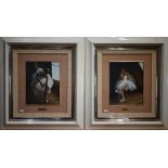 D Medina - Pair of studies of ballerinas, oil on board, signed, 26 x 20 cm (2)