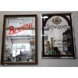 Two vintage 1970s advertising mirrors for Schwepps (45 x 63 cm ) amd Beamish Irish Stout (46 x 66 cm