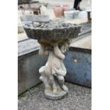 Cast stone shell top bird bath