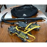 A Raptor DMM mountaineer's ice-axe and a pair of Grivel crampons