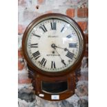 Pearce, Nottingham, a 19th century brass inlaid mahogany cased drop dial wall clock, the single fuse