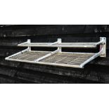 A vintage two tier luggage rack from an old train carriage, 115 cm w x 39 cm x 18 cm h