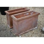 Enzo Zago, a pair of rectangular Tuscan terracotta planters, 78 cm x 31 cm x 51 cm h (2)